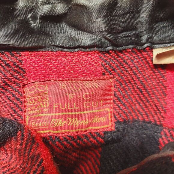 Vintage Sears King Road Shop Mens Large Button Flannel Full Cut Long Sleeve 70s - Picture 3 of 9